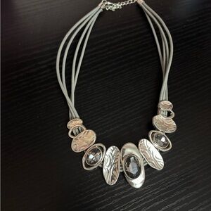 Elegant Silver Necklace with Gemstone Accents